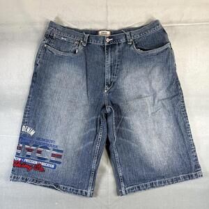 Vintage Y2K Enyce Baggy Jorts Mens 42 Blue Medium Wash Shorts Denim Embroidered
